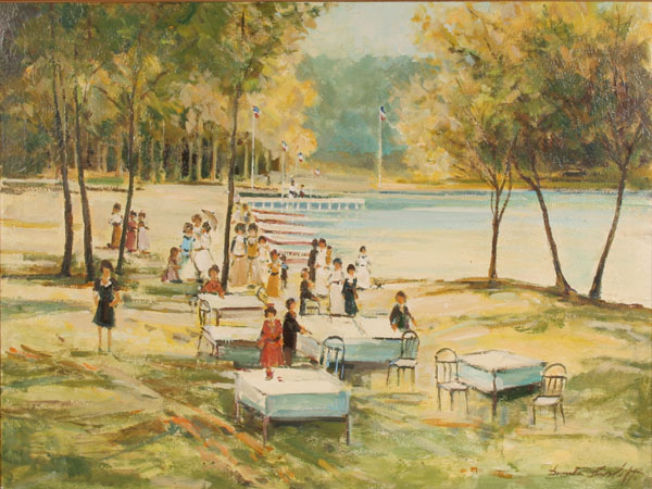(French, 20th century) Picnic by the