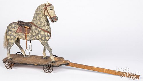 PAINTED WOOD HORSE PULL TOYPainted 31400c