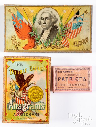 THREE PATRIOTIC THEMED BOARD GAMES,