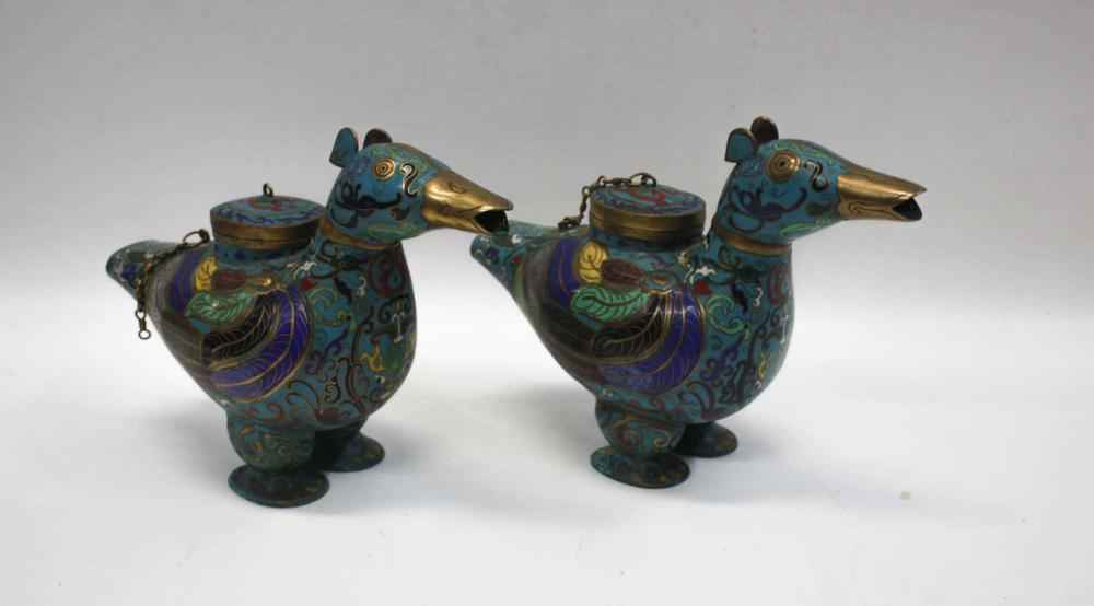 PAIR OF CHINESE CLOISONNE FIGURAL
