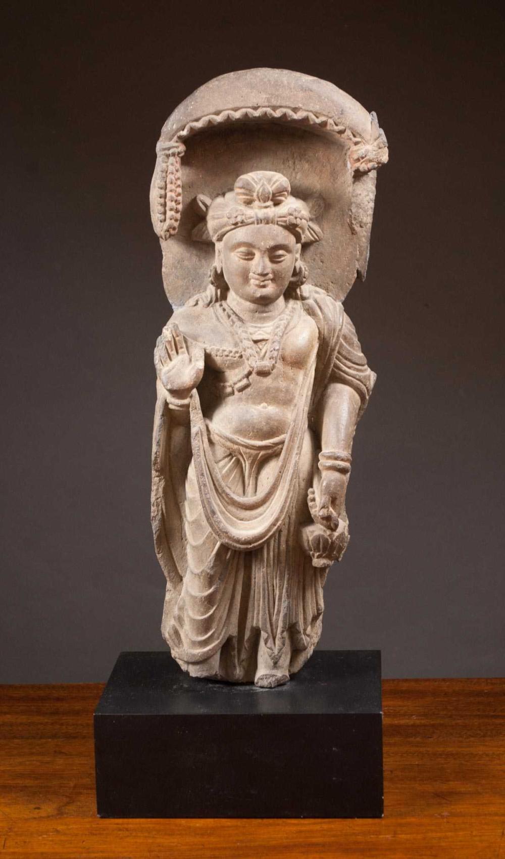 GANDAHARAN SCHIST FIGURE OF MAITREYA