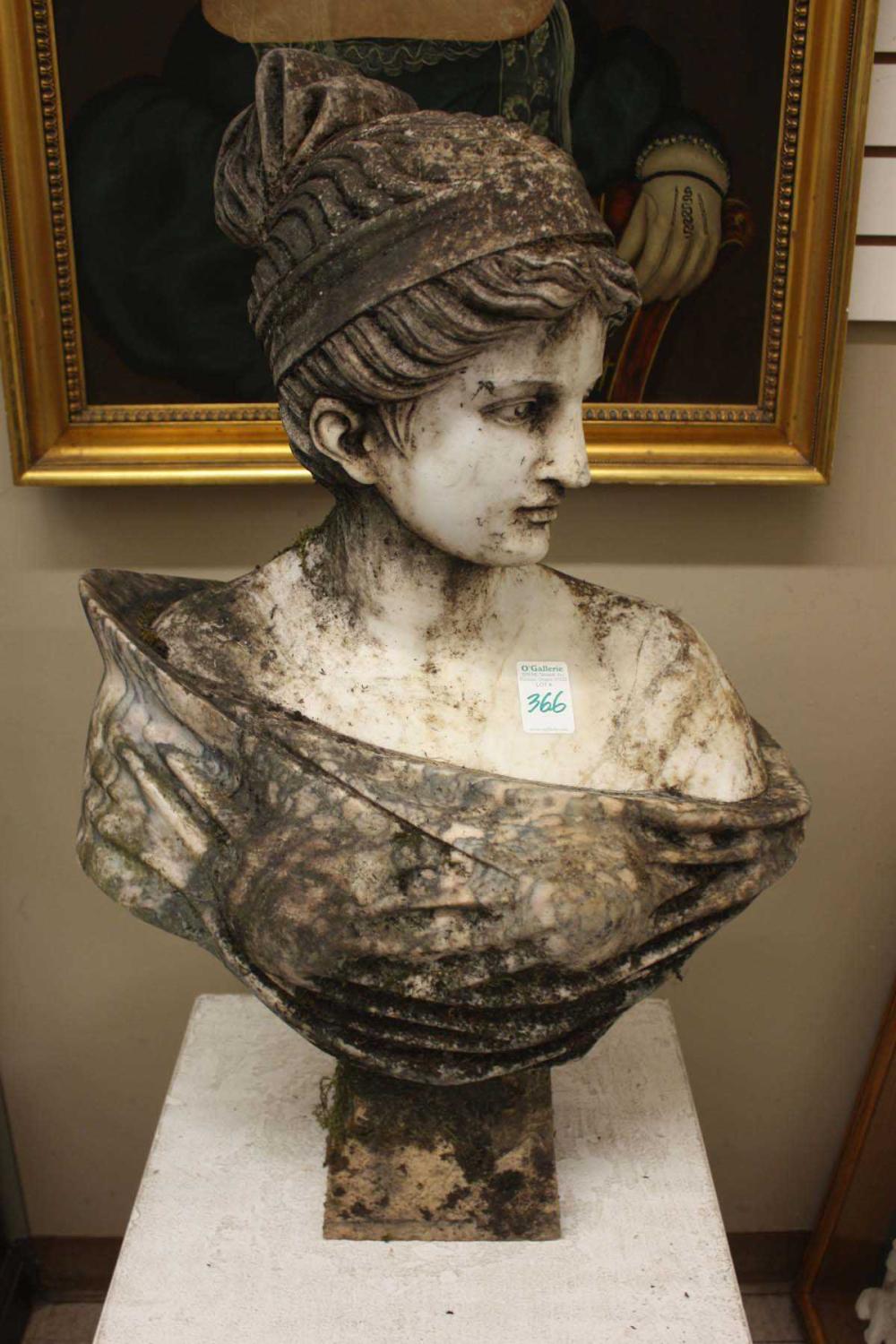 CARVED MARBLE BUST HEAD AND SHOULDERS 3140e2