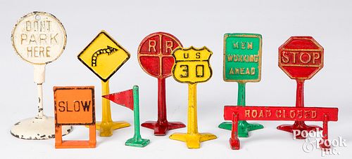 NINE ARCADE CAST IRON TRAFFIC SIGNSNine