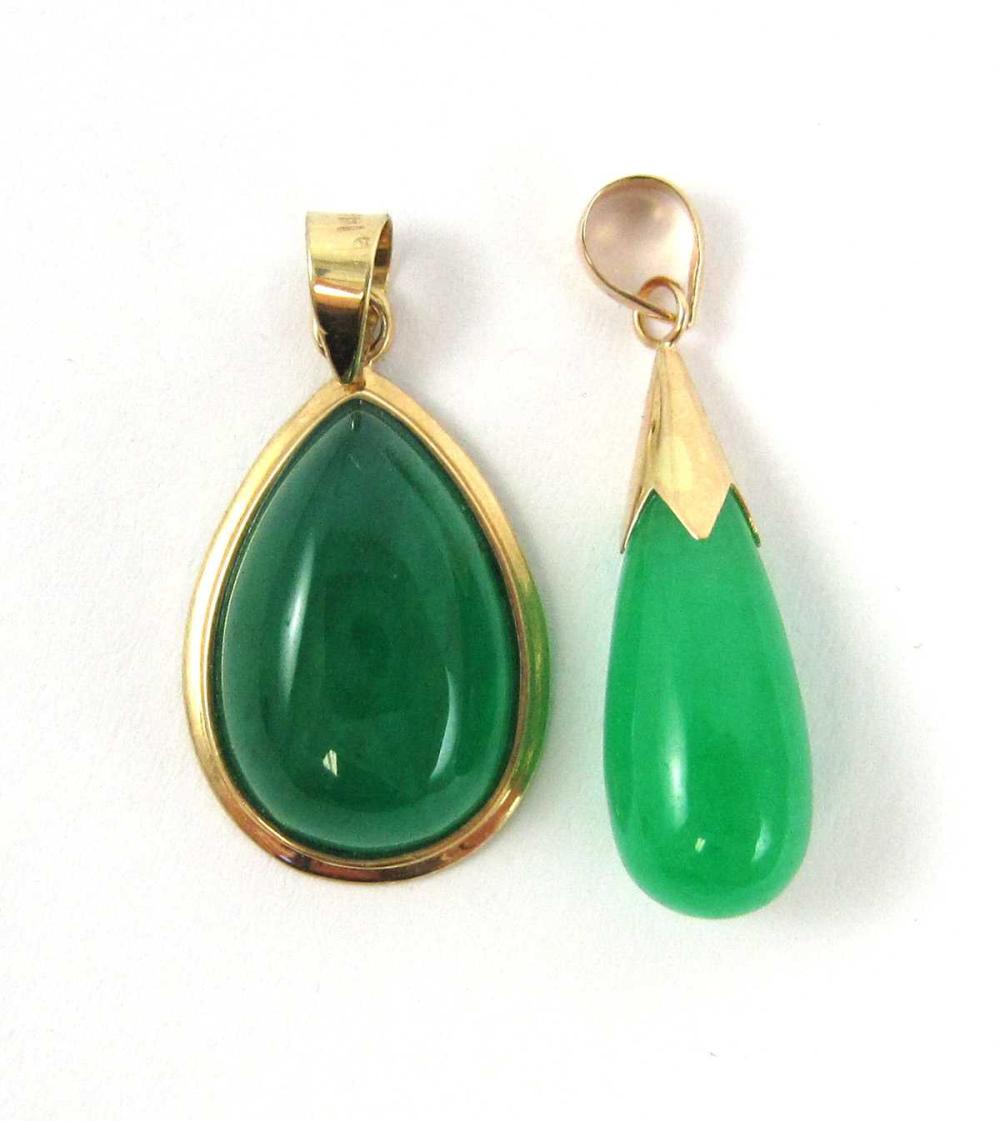 TWO JADE AND FOURTEEN KARAT GOLD 314151