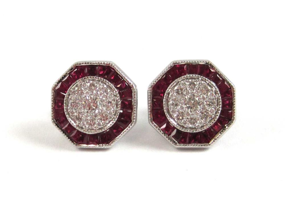 PAIR OF ART DECO RUBY AND DIAMOND 31415e