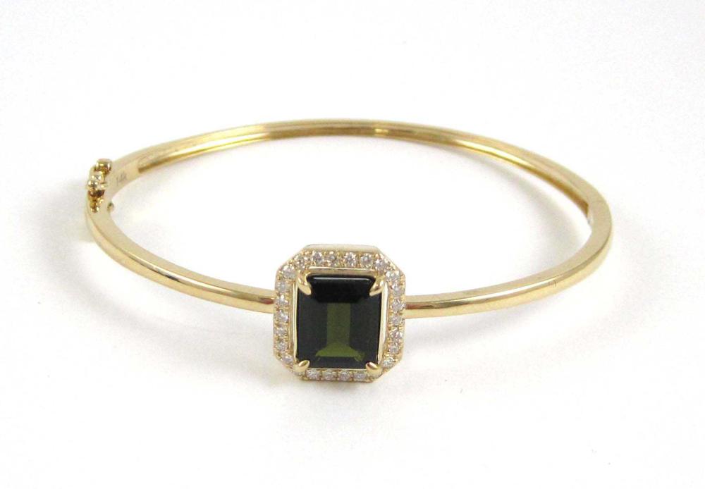 GREEN TOURMALINE AND DIAMOND BANGLE  314167