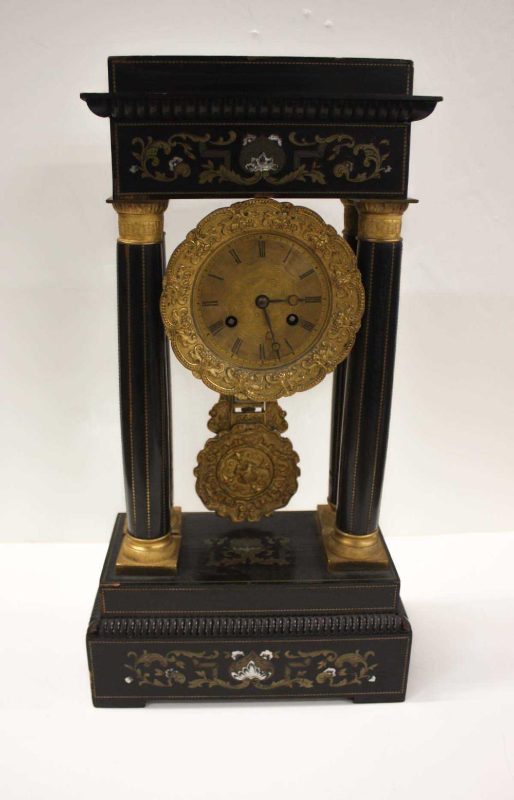 FRENCH EMPIRE PORTICO CLOCK, JAPY FRERES,