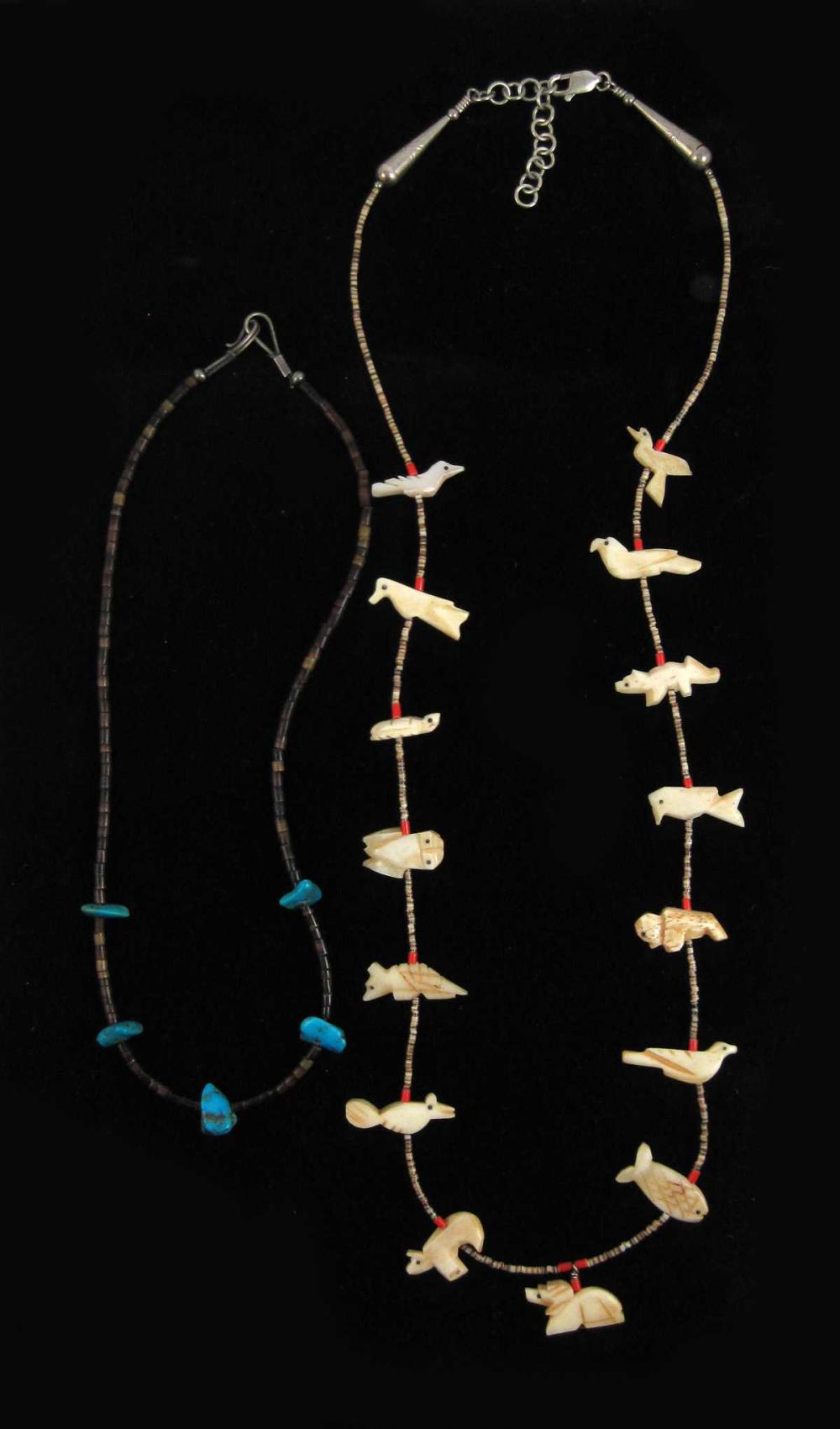 TWO NATIVE AMERICAN BEAD NECKLACES  3141d4