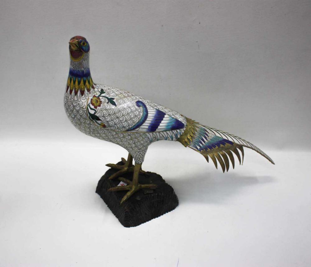 CHINESE WHITE CLOISONNE PEACOCK 3141f7