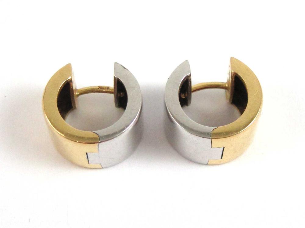 PAIR OF TWO-TONE EIGHTEEN KARAT