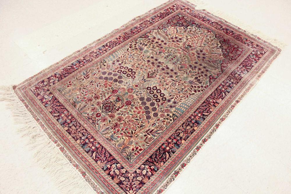 FINE HAND KNOTTED SILK PRAYER RUG,