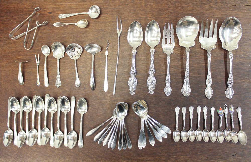 FIFTY-SIX PIECES OF ASSORTED STERLING