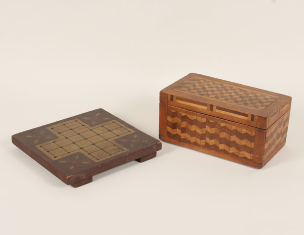 Parquetry box and hand painted 4ed18