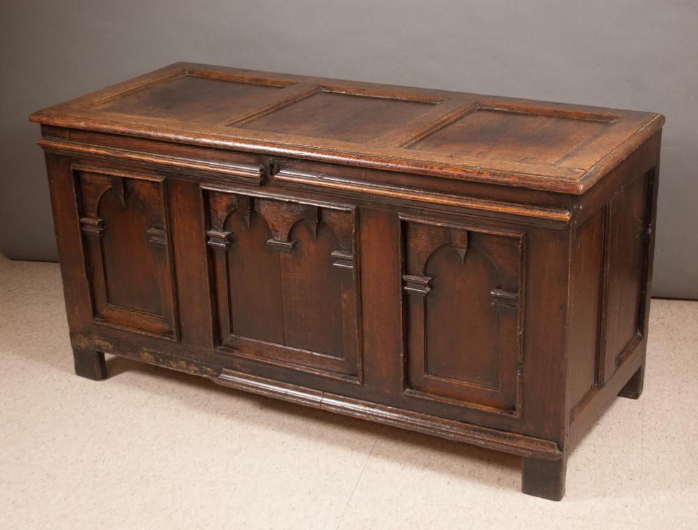 GEORGIAN OAK LIFT-TOP COFFER, ENGLISH,