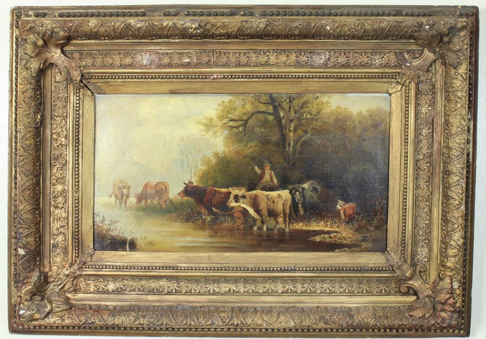 PASTORAL OIL ON CANVAS CATTLE 31436c