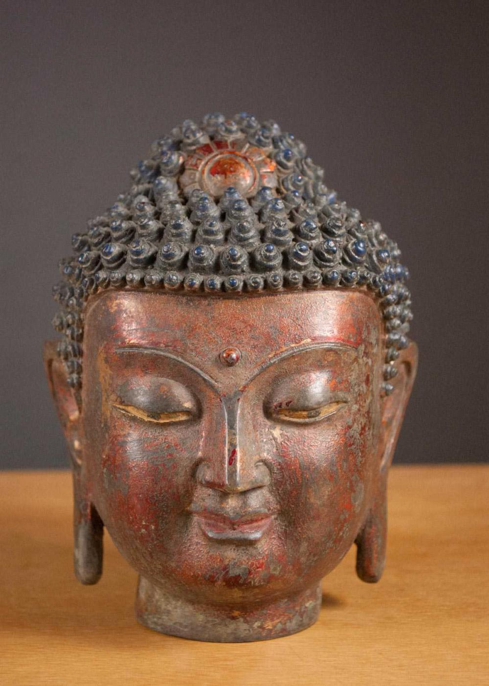 CHINESE POLYCHROME BRONZE BUDDHA 3143b4