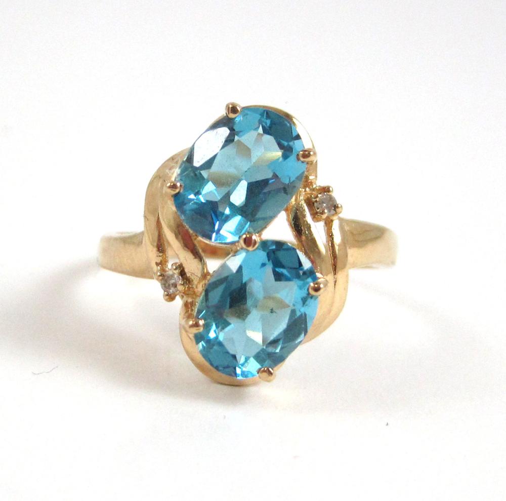 BLUE TOPAZ, DIAMOND AND FOURTEEN