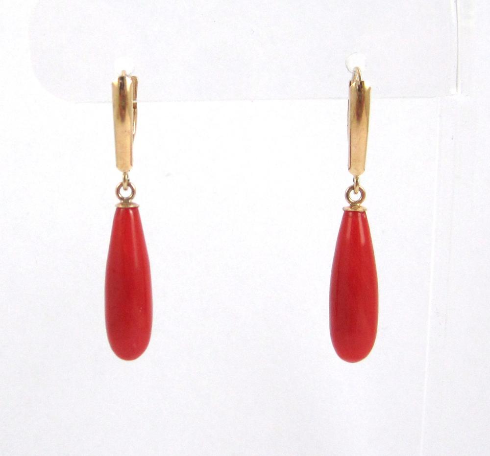 PAIR OF CORAL AND FOURTEEN KARAT 3143e6
