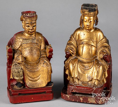 PAIR OF CHINESE CARVED EMPEROR