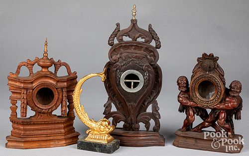 THREE CARVED POCKET WATCH HUTCHES  31443c