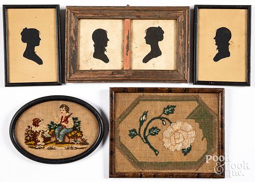 GROUP OF SMALL FRAMED ITEMS, 19TH