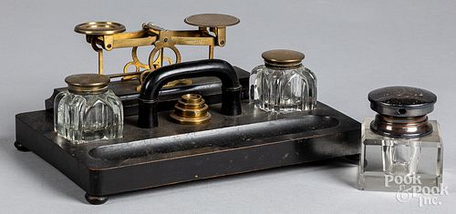 INKWELL POSTAL SCALE DESK SET  314446