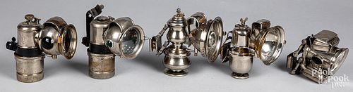 FIVE BICYCLE LAMPS, CA. 1900Five bicycle