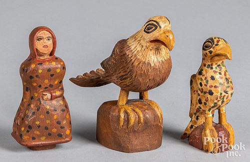 THREE WALTER GOTTSHALL CARVED AND 31446d