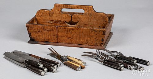 TIGER MAPLE KNIFE TRAY, 19TH C.Tiger