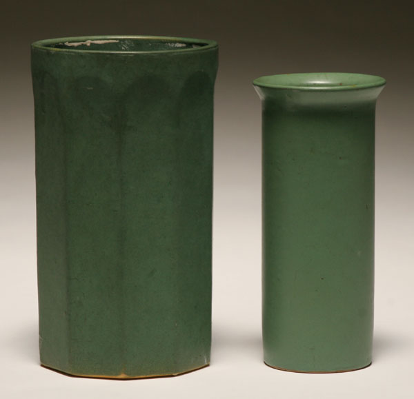 Two Ohio matte green art pottery 4ed4b