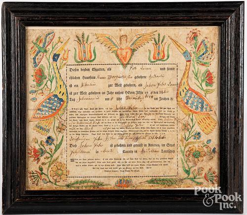 FREDRICK SPEYER FRAKTUR BIRTH CERTIFICATEFredrick