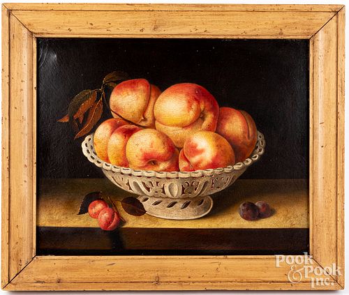 OIL ON CANVAS WITH PEACHES, 20TH C.Oil