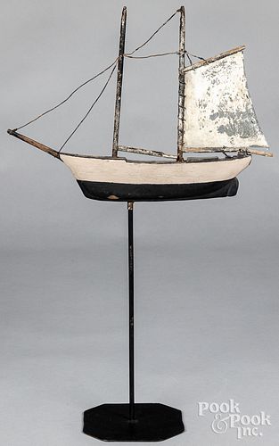 PAINTED PINE AND ZINC SAILBOAT