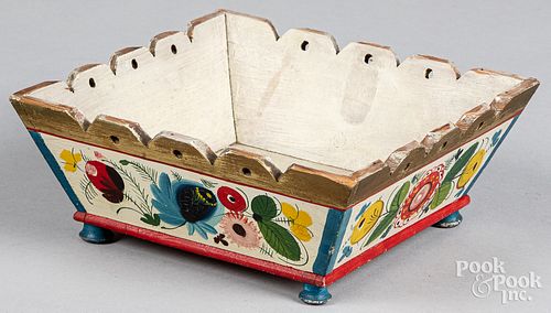 PAINTED PINE APPLE TRAY, EARLY