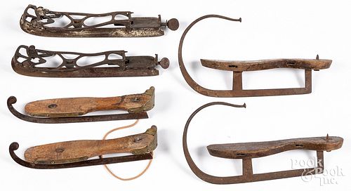 THREE PAIRS OF ANTIQUE ICE SKATES.Three