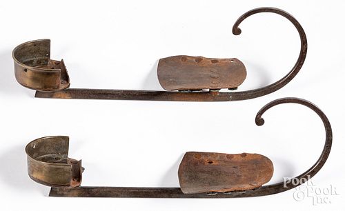 PAIR OF ANTIQUE BRASS AND IRON