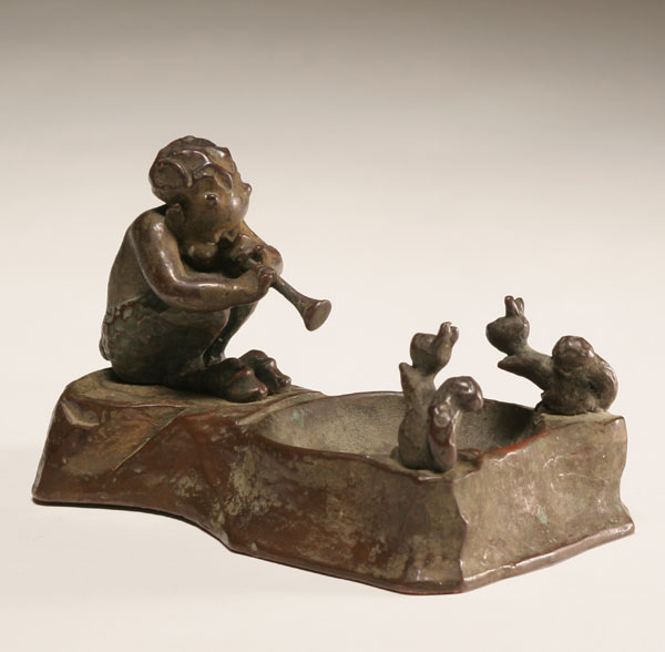 Bronze clad figural tray with infant 4ed59