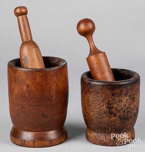 TWO MORTAR AND PESTLES 19TH C Two 314592