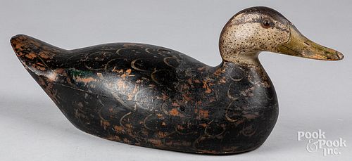 CARVED AND PAINTED BLACK DUCK DECOY  314591