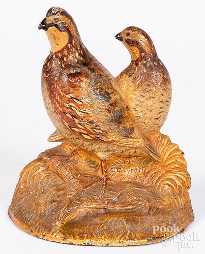 HUBLEY PAINTED CAST IRON QUAIL 3145e6