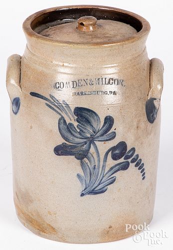 PENNSYLVANIA STONEWARE LIDDED CROCK  3145fd