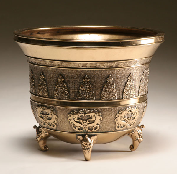 Solid brass footed bowl planter  4ed67