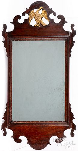 CHIPPENDALE WALNUT LOOKING GLASS,