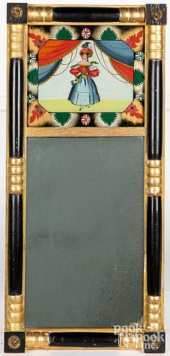 PAINTED AND GILT SHERATON MIRROR,