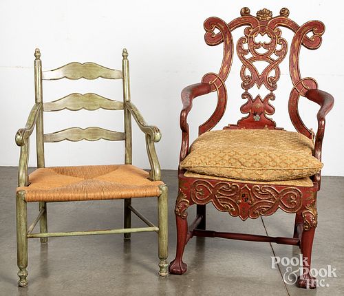 TWO PAINTED ARMCHAIRS Two painted 314622