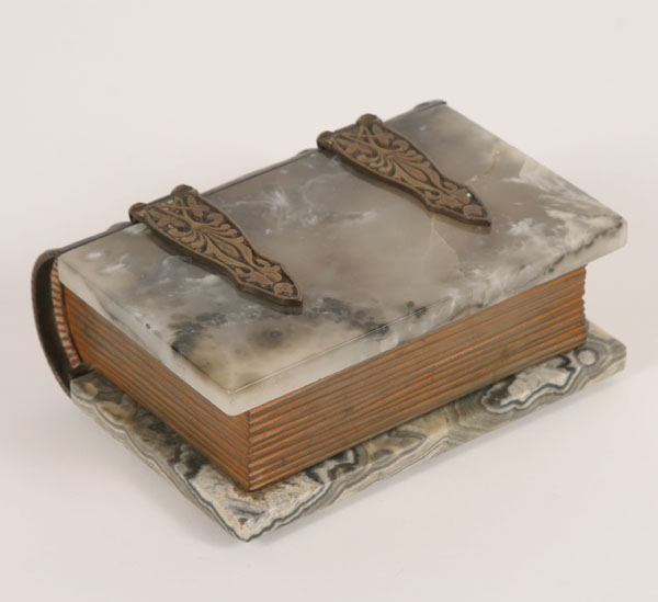 Austrian alabaster book form box;