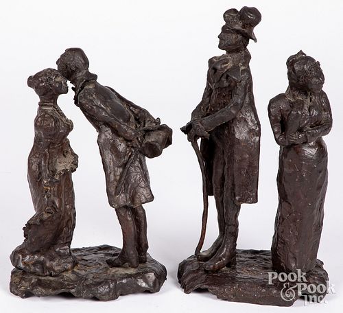 TWO AUDREY KNOPP, BRONZES OF COUPLESTwo