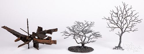 TWO METAL TREE SCULPTURES, TOGETHER