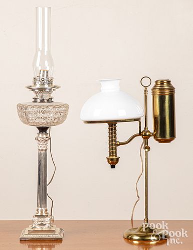 BRASS STUDENT LAMP, TOGETHER WITH