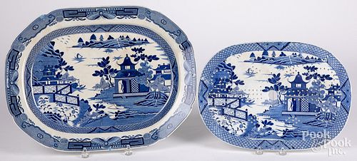 STAFFORDSHIRE BLUE WILLOW PLATTER AND